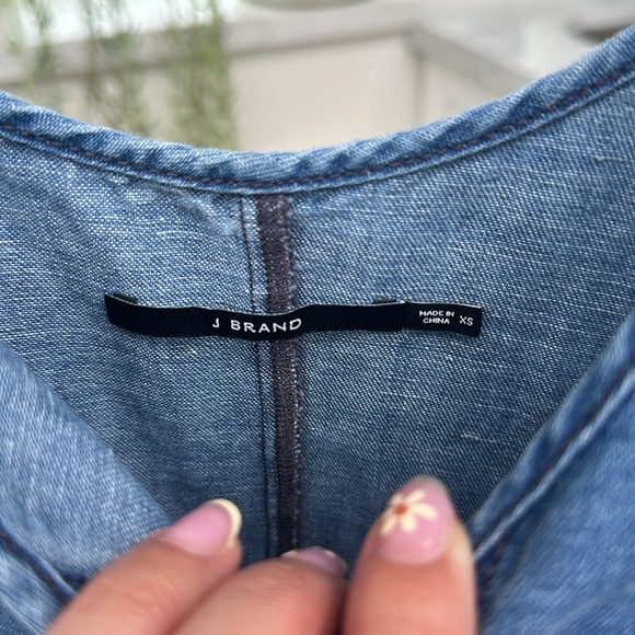 J Brand Carmela Chambray Denim Belted Button Front Mini Dress - Picture 6 of 10